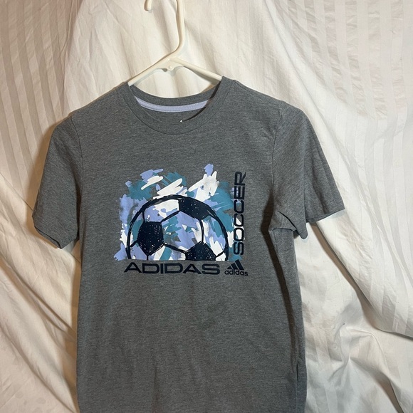 Adidas Gray Tee with Soccer Design - Picture 2 of 5
